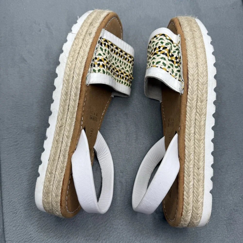 AVRK Menorca Mezcla Women's 9 White Leather Woven Espadrille Platform Sandals